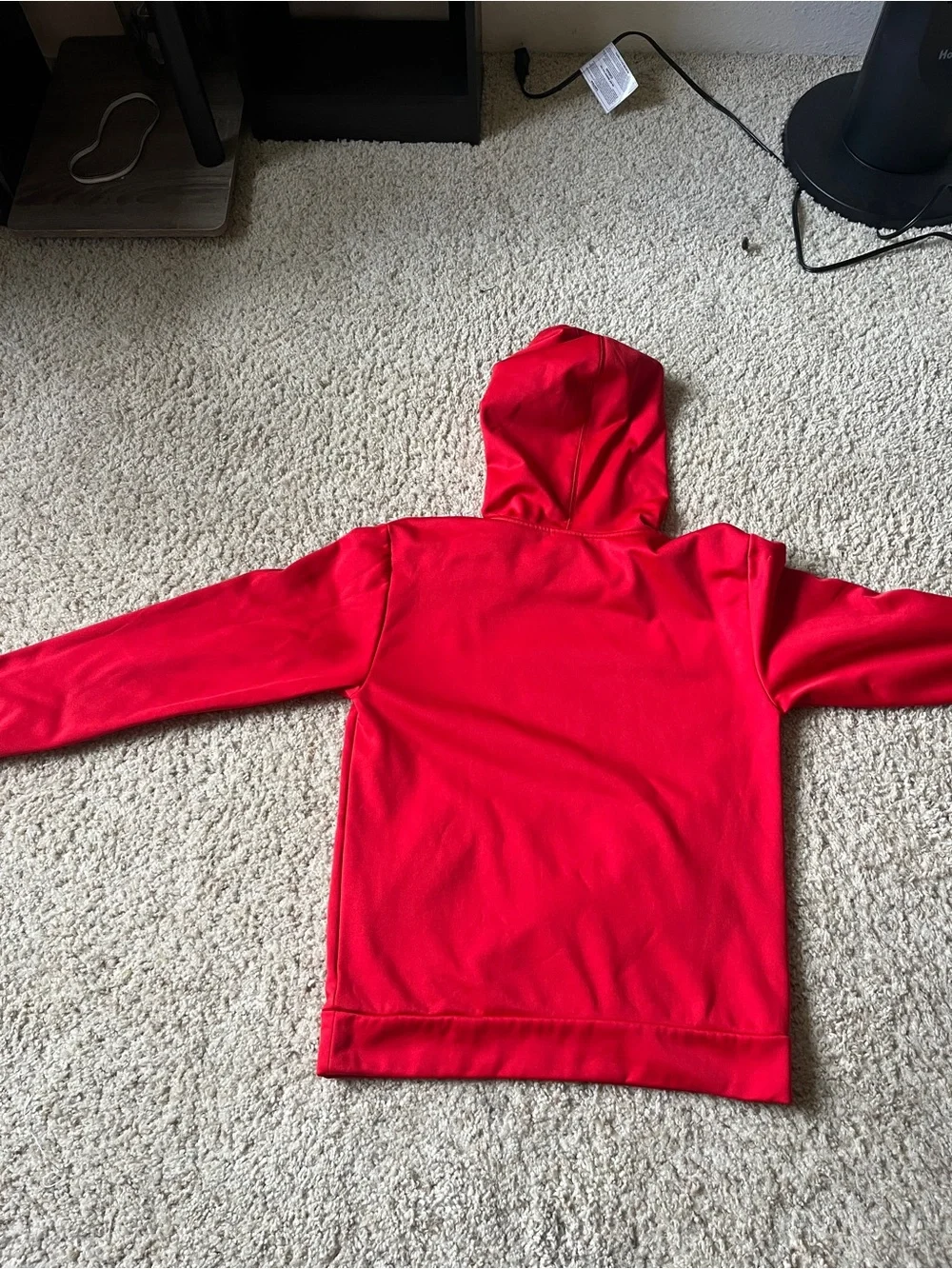 adidas Red Hooded Pullover with Black Logo